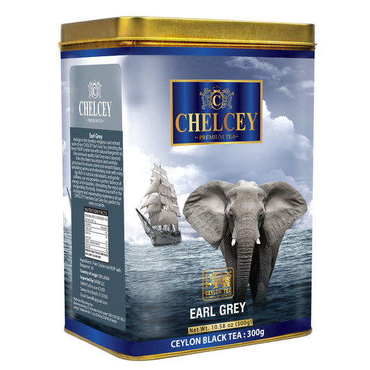 CHELCEY Premium Ceylon EARL GREY Tea, Loose Leaf, 10.6 oz, High Quality grade of  Black Tea &  Natural Bergamot Oil, Caffeinated Teas