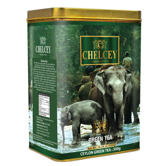 CHELCEY Premium Ceylon Green Tea GUNPOWDER, Loose Leaf, 10.6 oz, High Quality Grade, Caffeinated  Teas