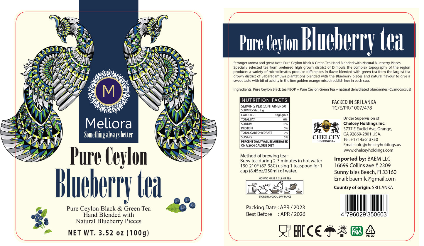 MELIORA Premium Ceylon Fruit BLUEBERRY TEA