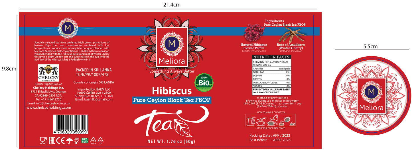 MELIORA Premium Ceylon HIBISCUS TEA