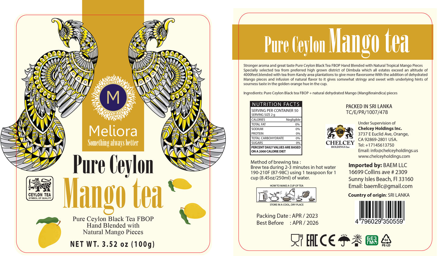 MELIORA Premium Ceylon Fruit MANGO TEA