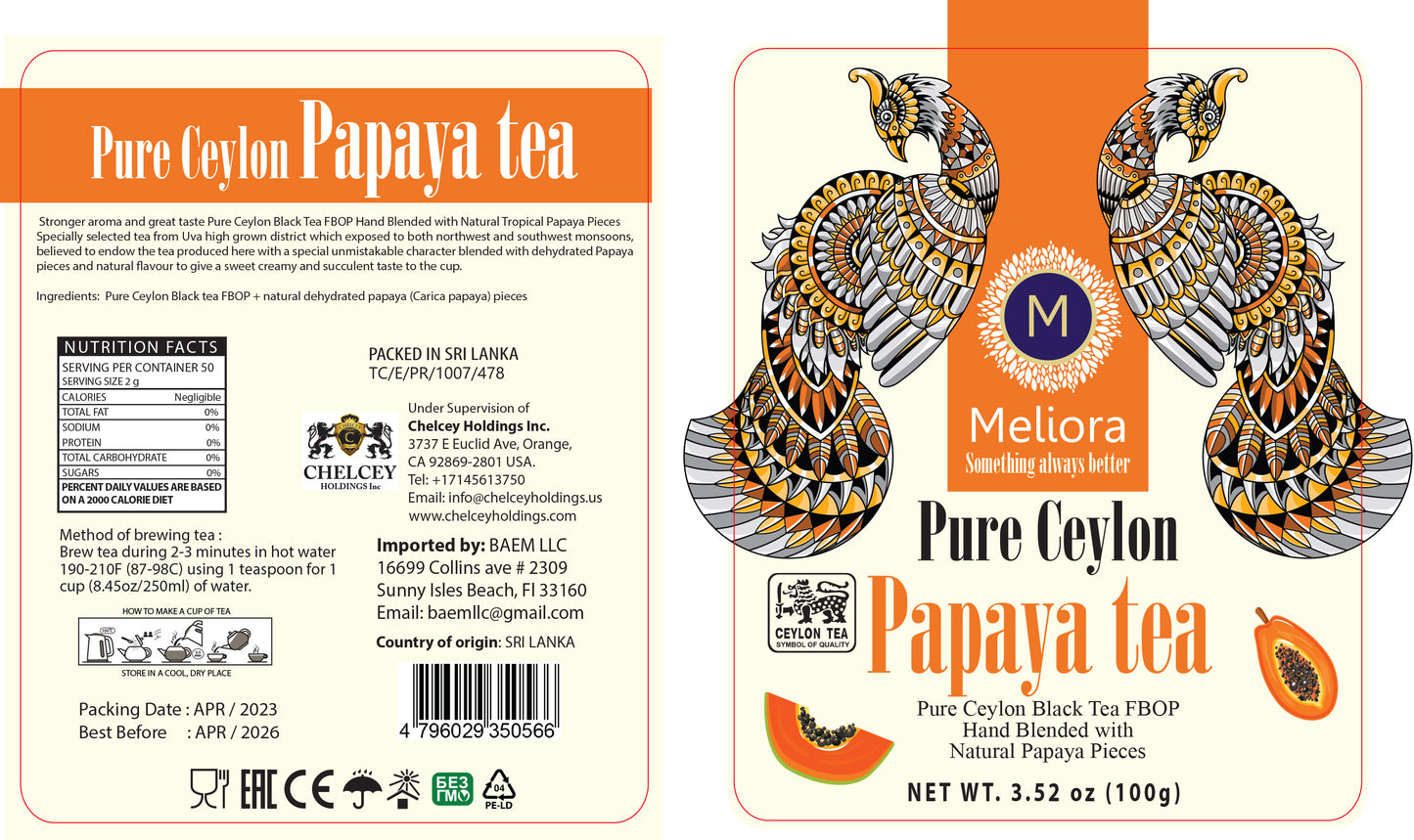 MELIORA Premium Ceylon Fruit PAPAYA TEA