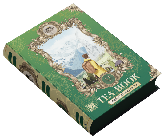 CHELCEY Gift tea set | TEA BOOK Volume V | Premium Ceylon Green tea FBOP with Mint & Soursop | Loose-Leaf | 3.5oz | Gift tins
