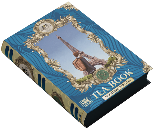 CHELCEY Gift tea set | TEA BOOK Volume IV | Premium Ceylon black tea FBOP with Sunflower Petals & tropical Fruit flavors | Loose-Leaf | 3.5oz | Gift tins